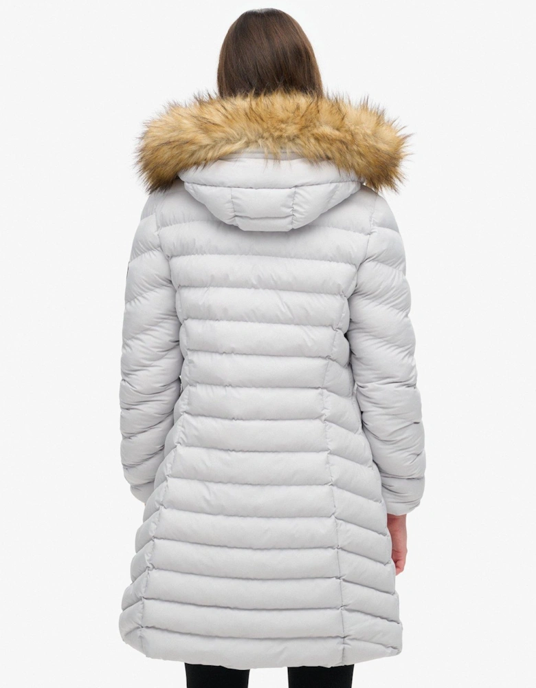 Fuji Faux Fur Hooded Coat - Grey