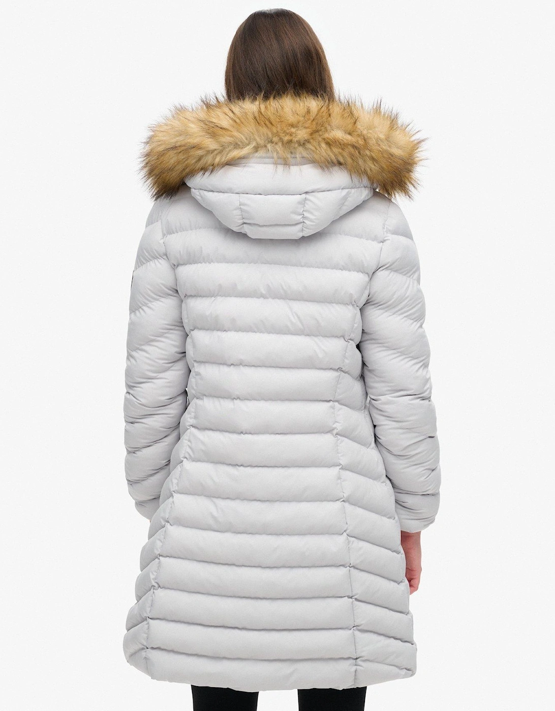 Fuji Faux Fur Hooded Coat - Grey