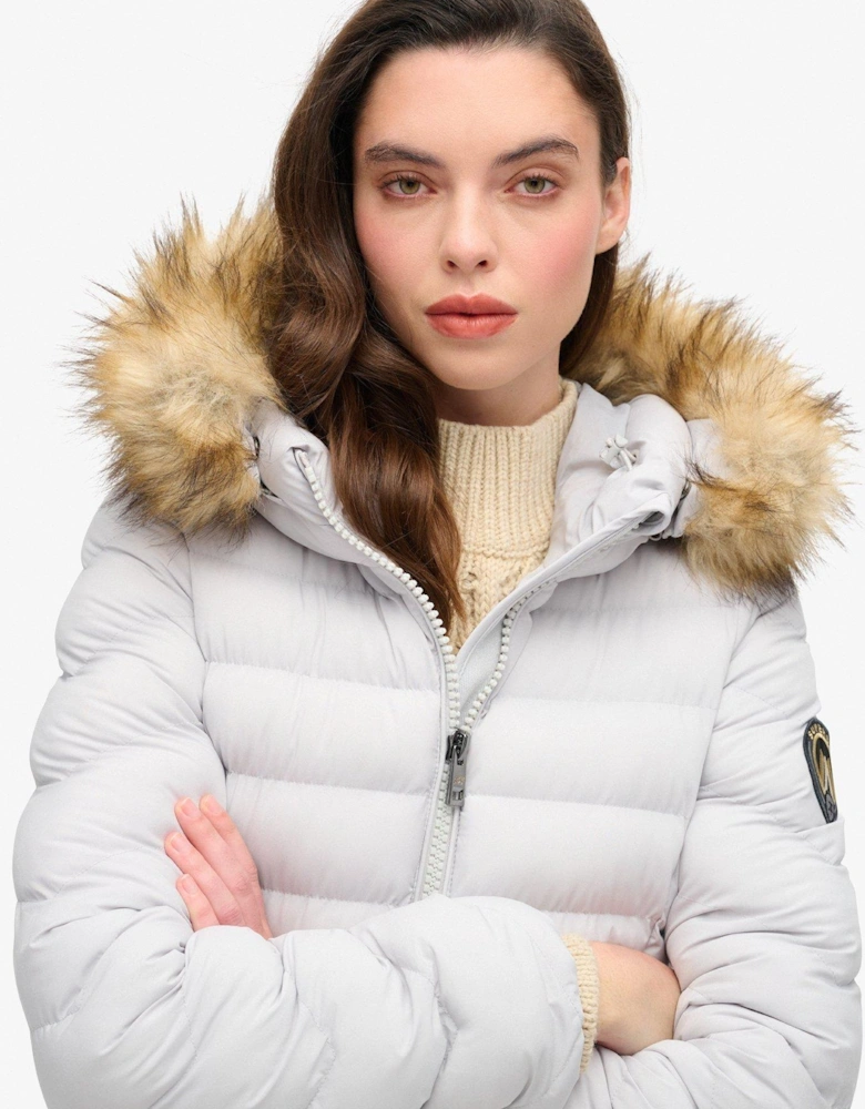 Fuji Faux Fur Hooded Coat - Grey