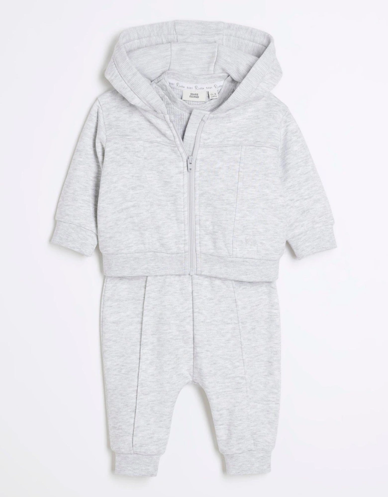 Baby Boy Grey Hoodie 3 Piece Set - Grey