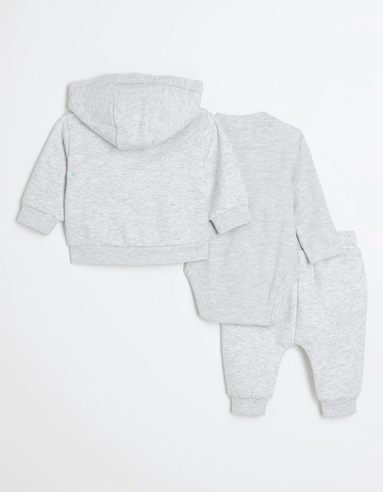 Baby Boy Grey Hoodie 3 Piece Set - Grey