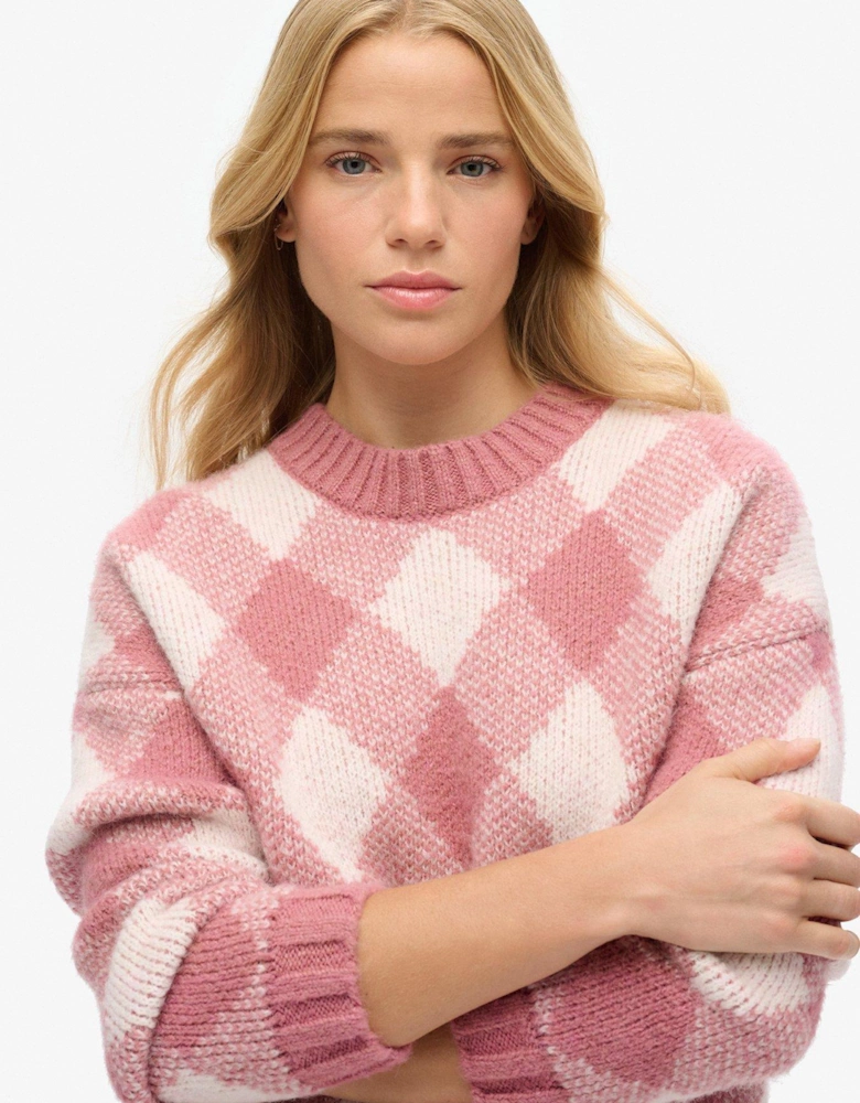 Argyle Pattern Jumper - Pink