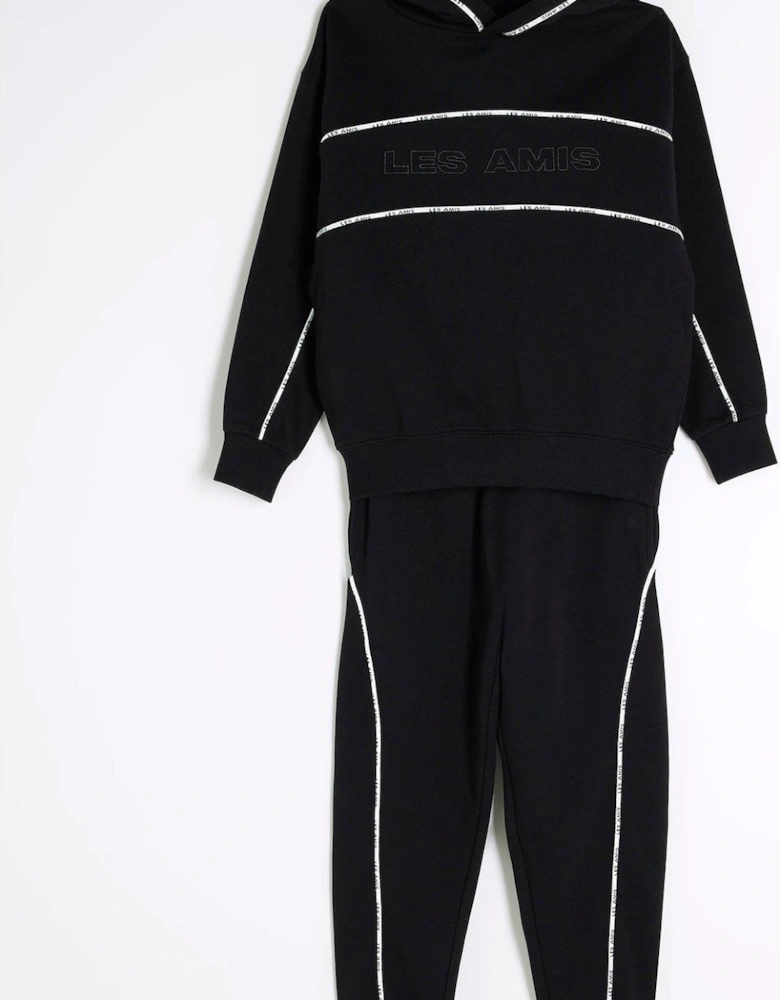 Boys Piped Tracksuit Set - Black