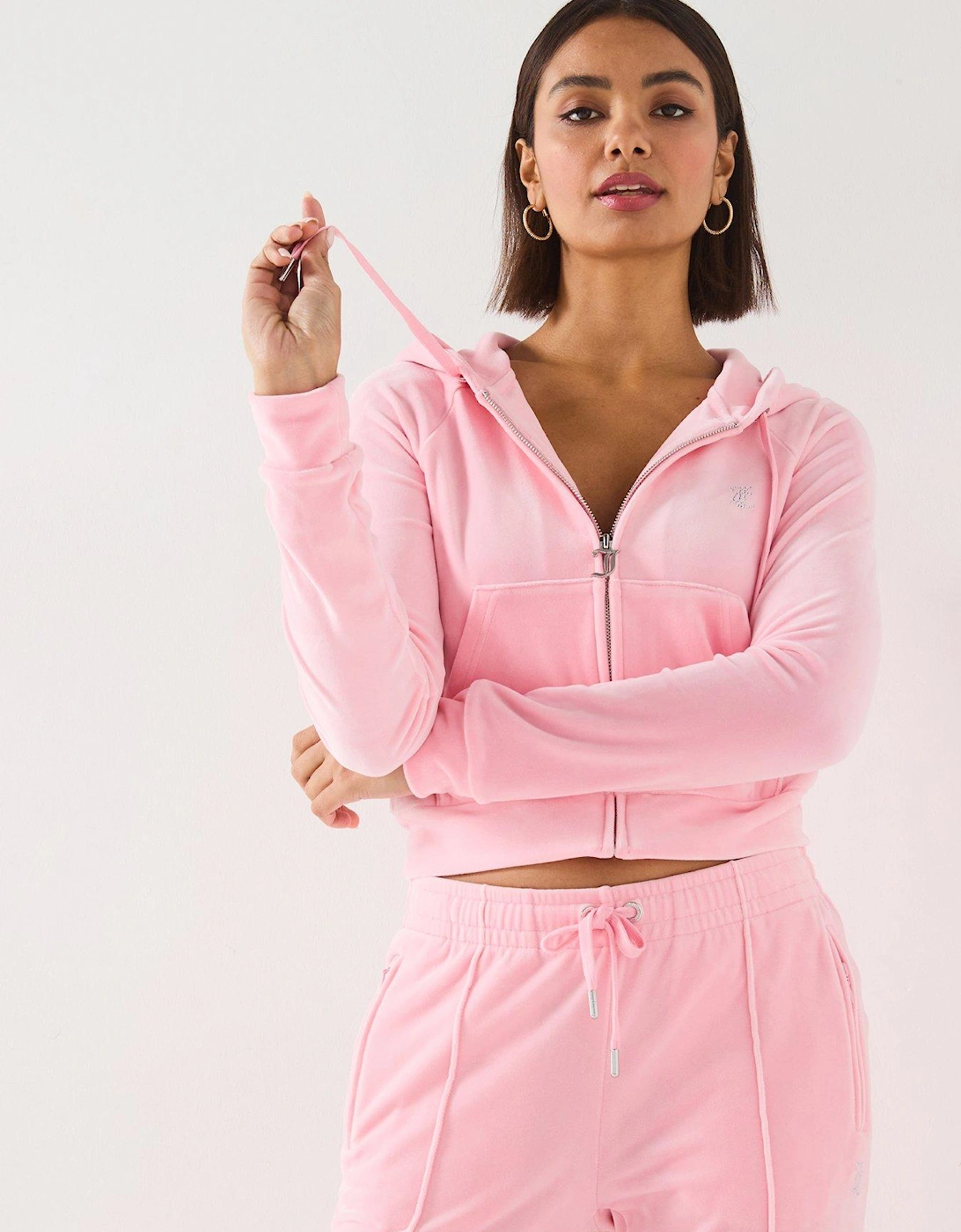 Madison Diamante Logo Velour Hoodie - Pink, 6 of 5