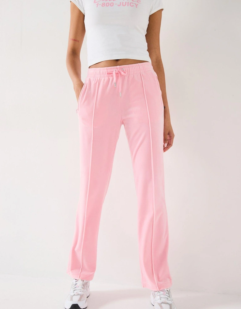 Tina Diamante Logo Velour Trackpants - Pink