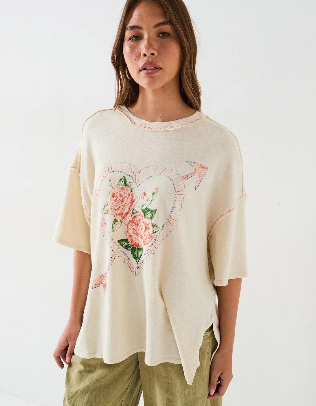 Love Rose Printed T-Shirt - Cream, 2 of 1