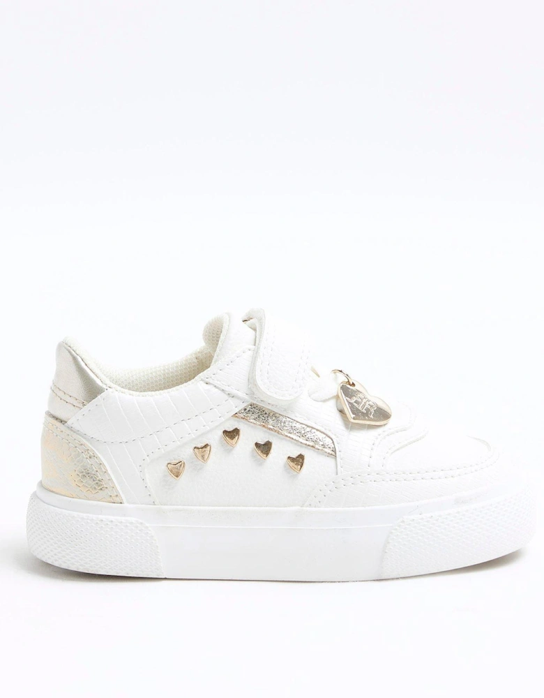 Girls Heart Stud Trainers - White