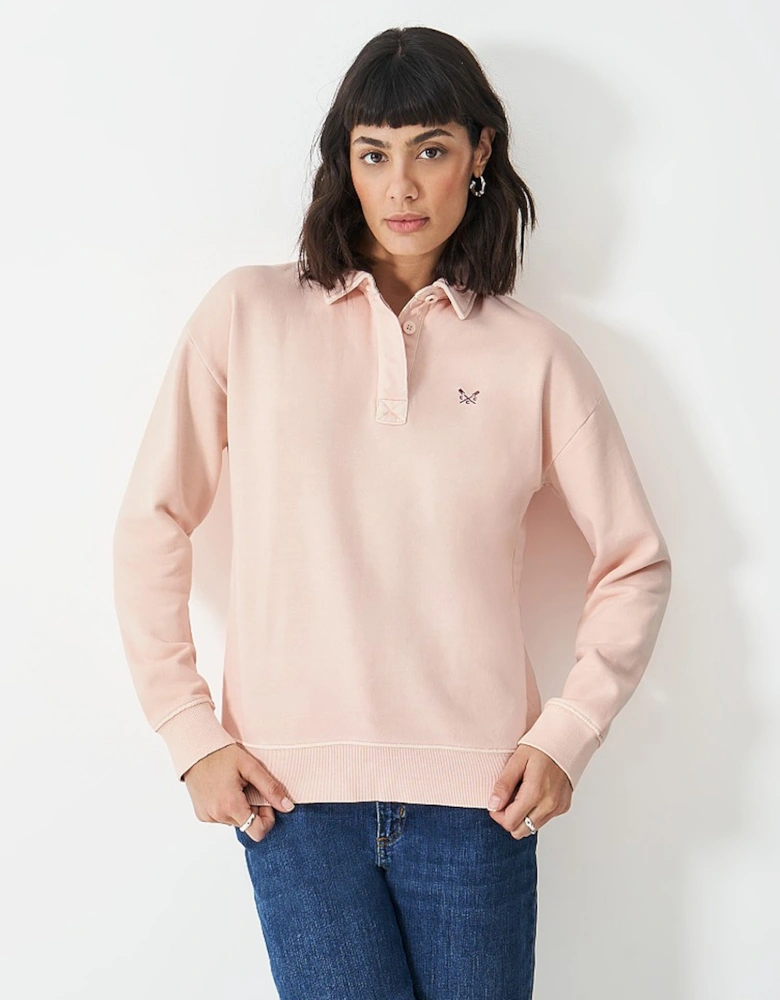 Women's Pigment Dyed Rugger Sweatshirt Pale Pink