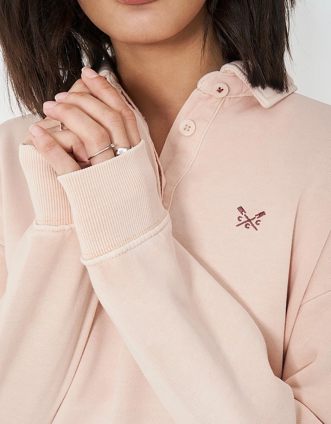 Women's Pigment Dyed Rugger Sweatshirt Pale Pink