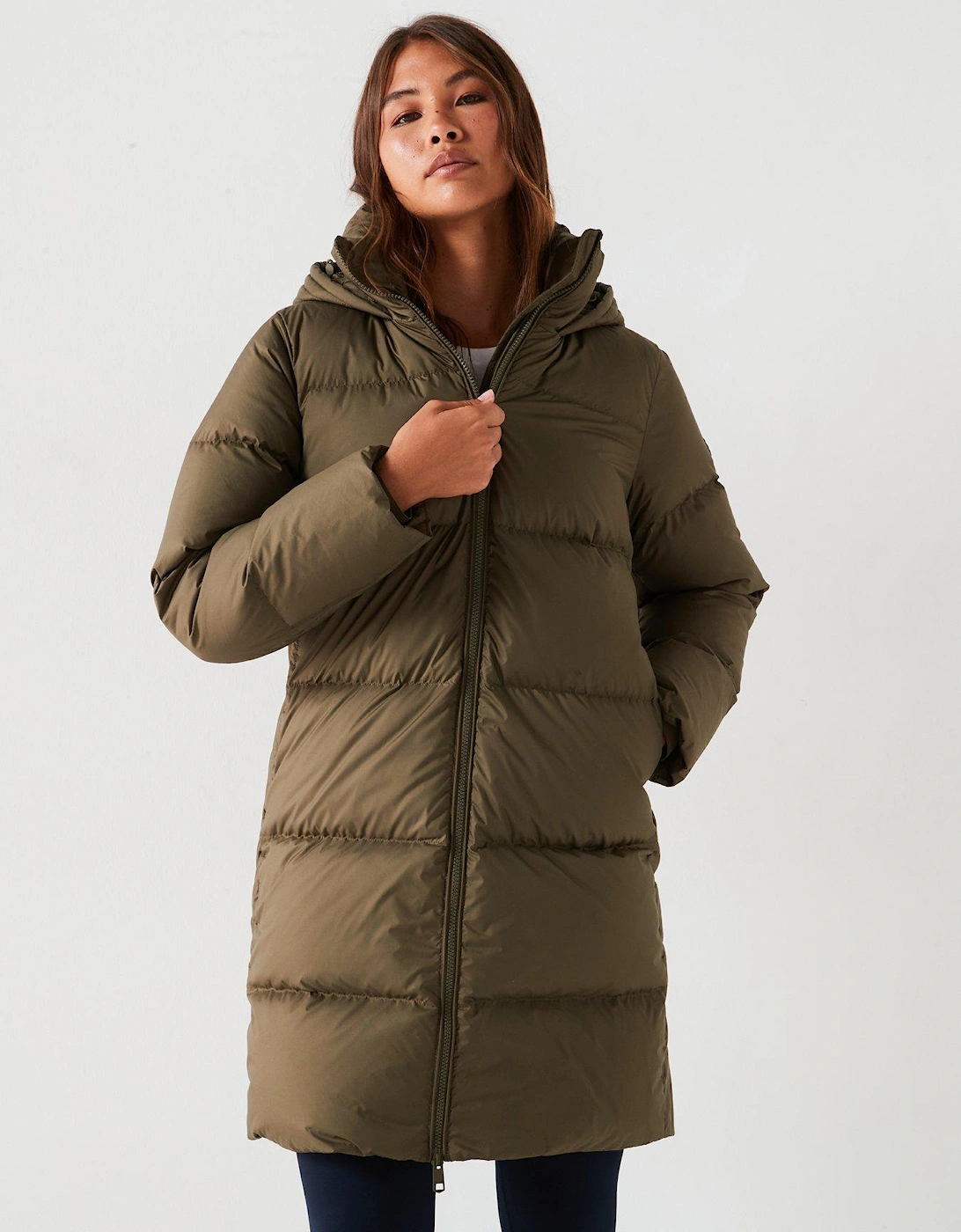 Down Mid-length Padded Jacket - Green