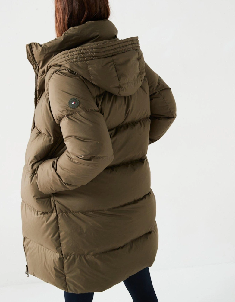 Down Mid-length Padded Jacket - Green