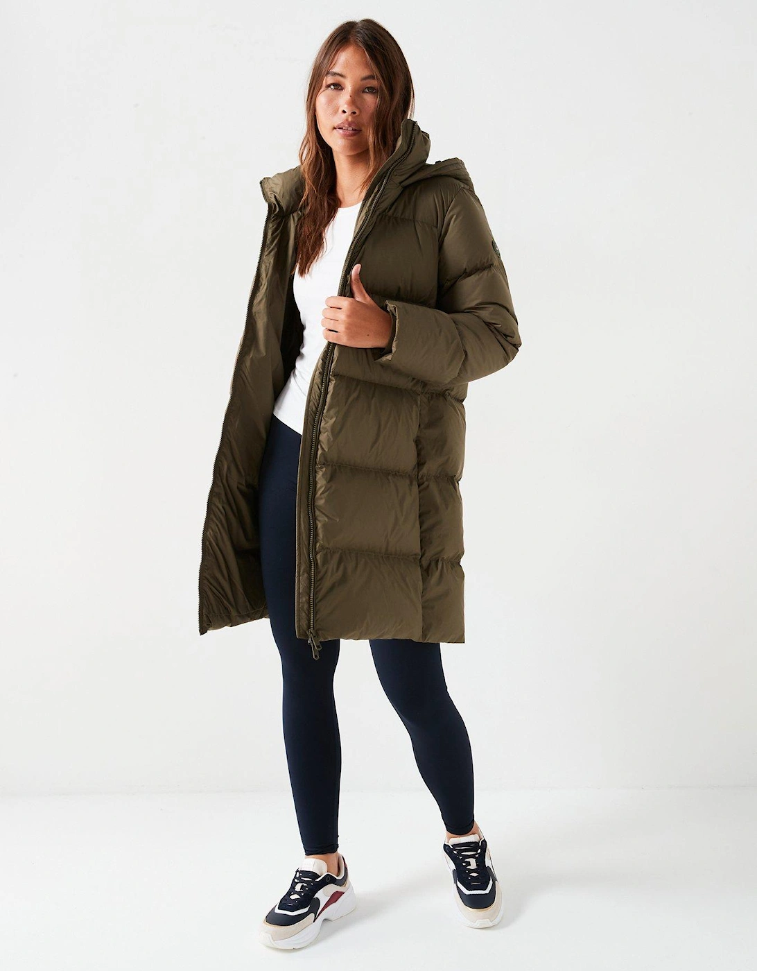 Down Mid-length Padded Jacket - Green