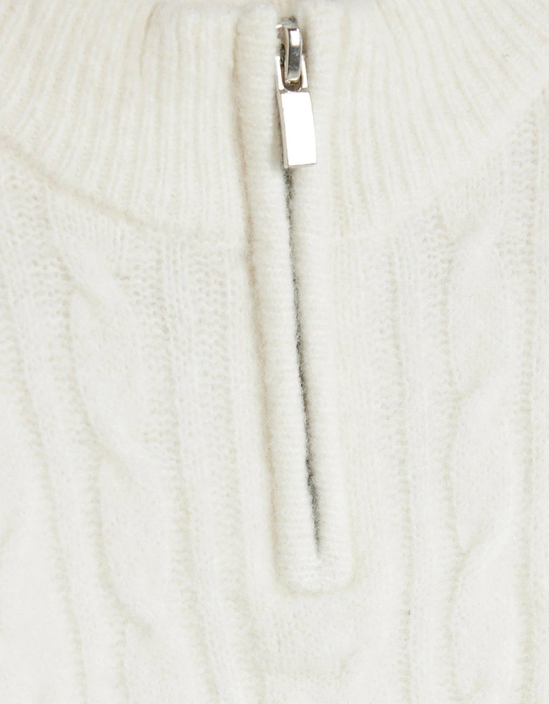 Boys Cable Knit Funnel Jumper - Cream