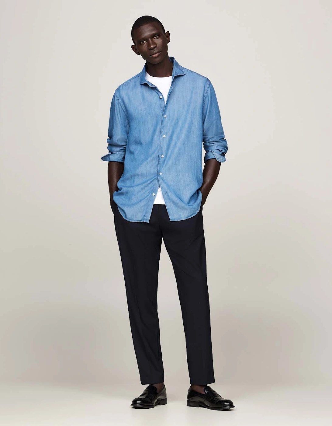 Smart Casual Slim-Fit Denim Shirt