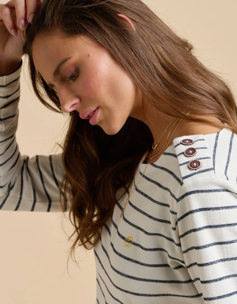 Women's Stripe Bella Crew Neck Sweat Cream