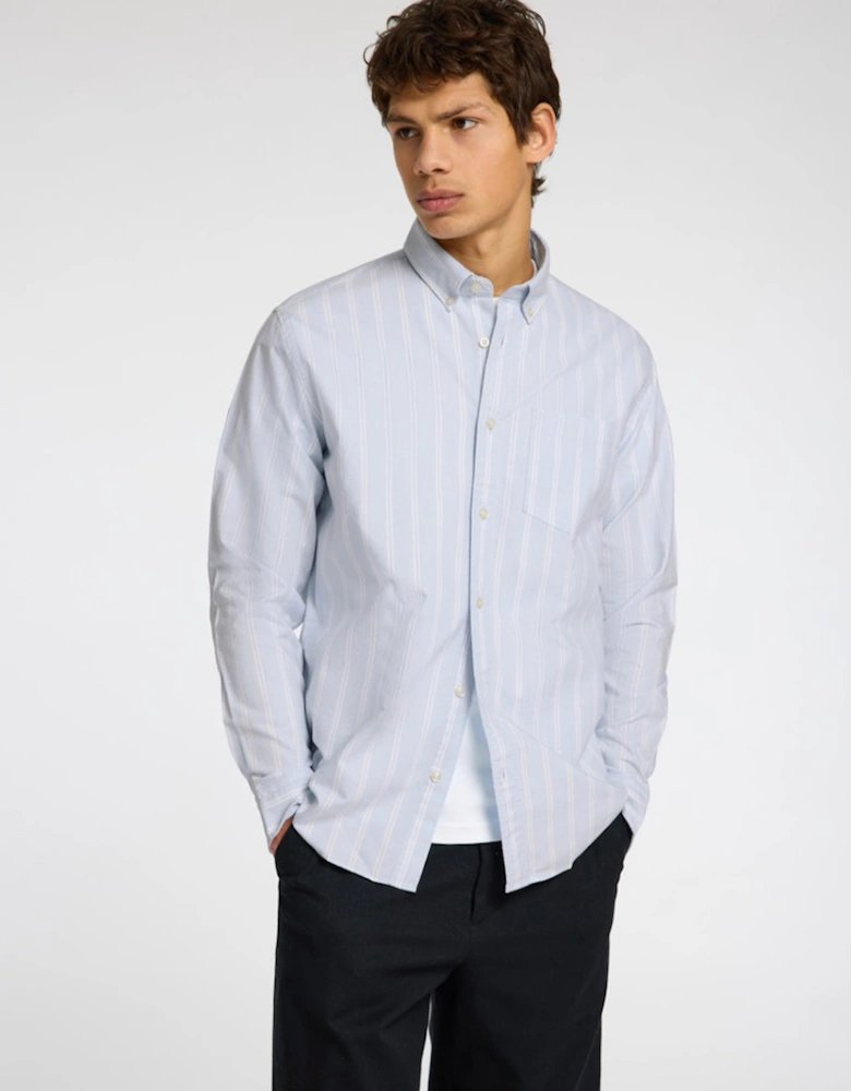 Homme Regerick-Ox Long Sleeve Shirt Light Blue Big Stripes