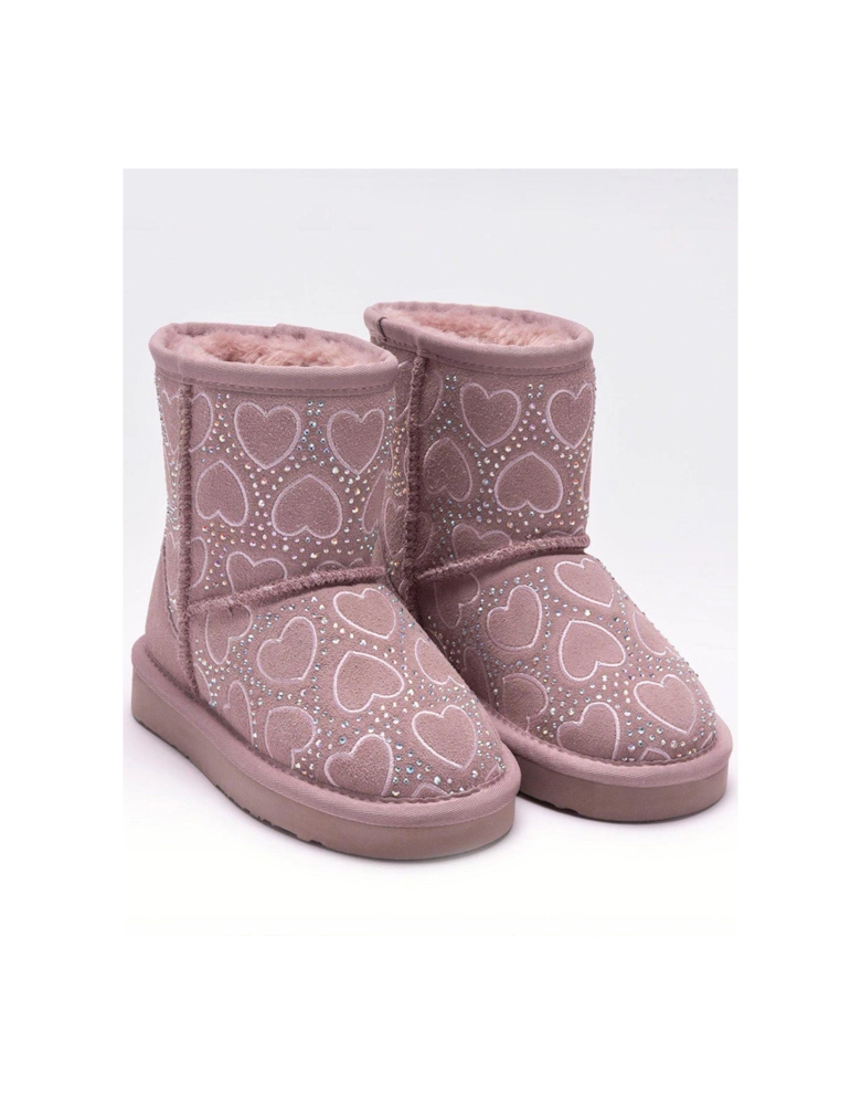 Clelia Heart Embellished Boot - Pink