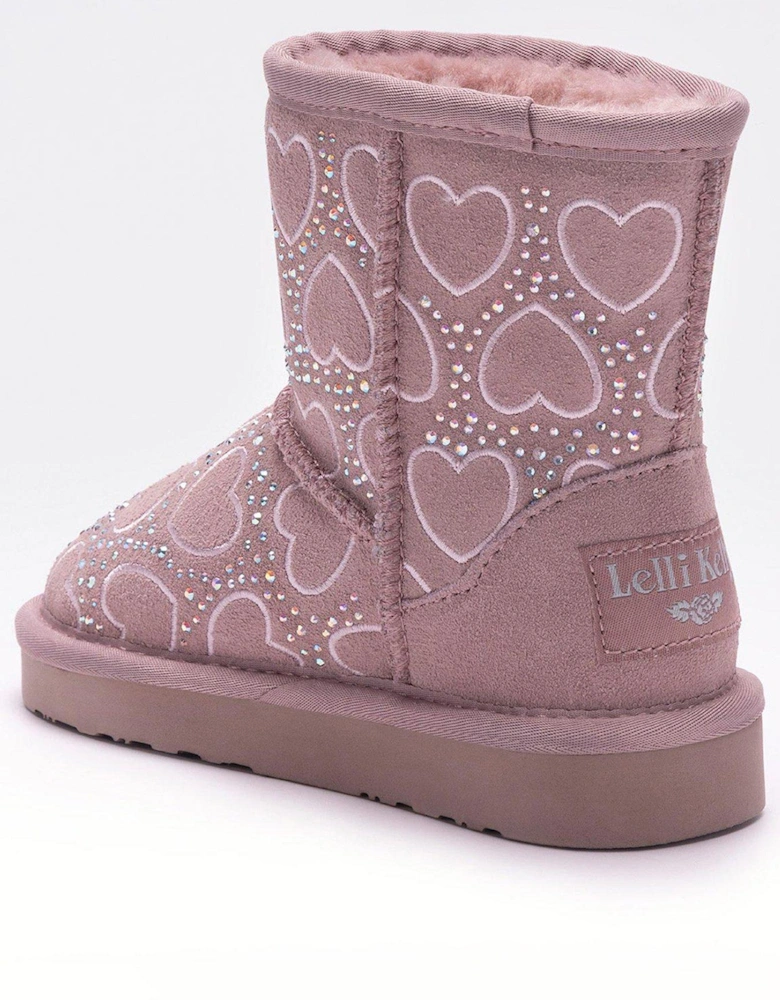 Clelia Heart Embellished Boot - Pink