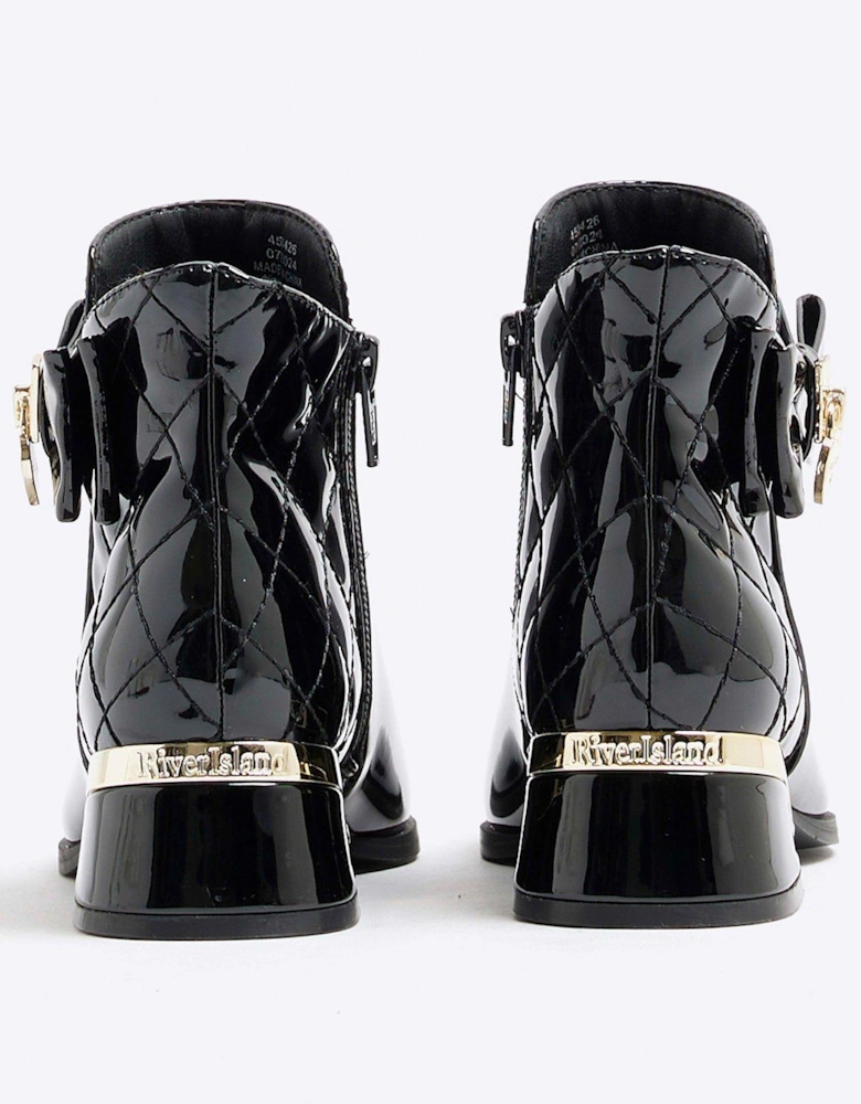 Bow Heeled Boots - Black