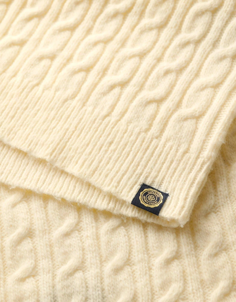 Cable Mock Neck Jumper - White