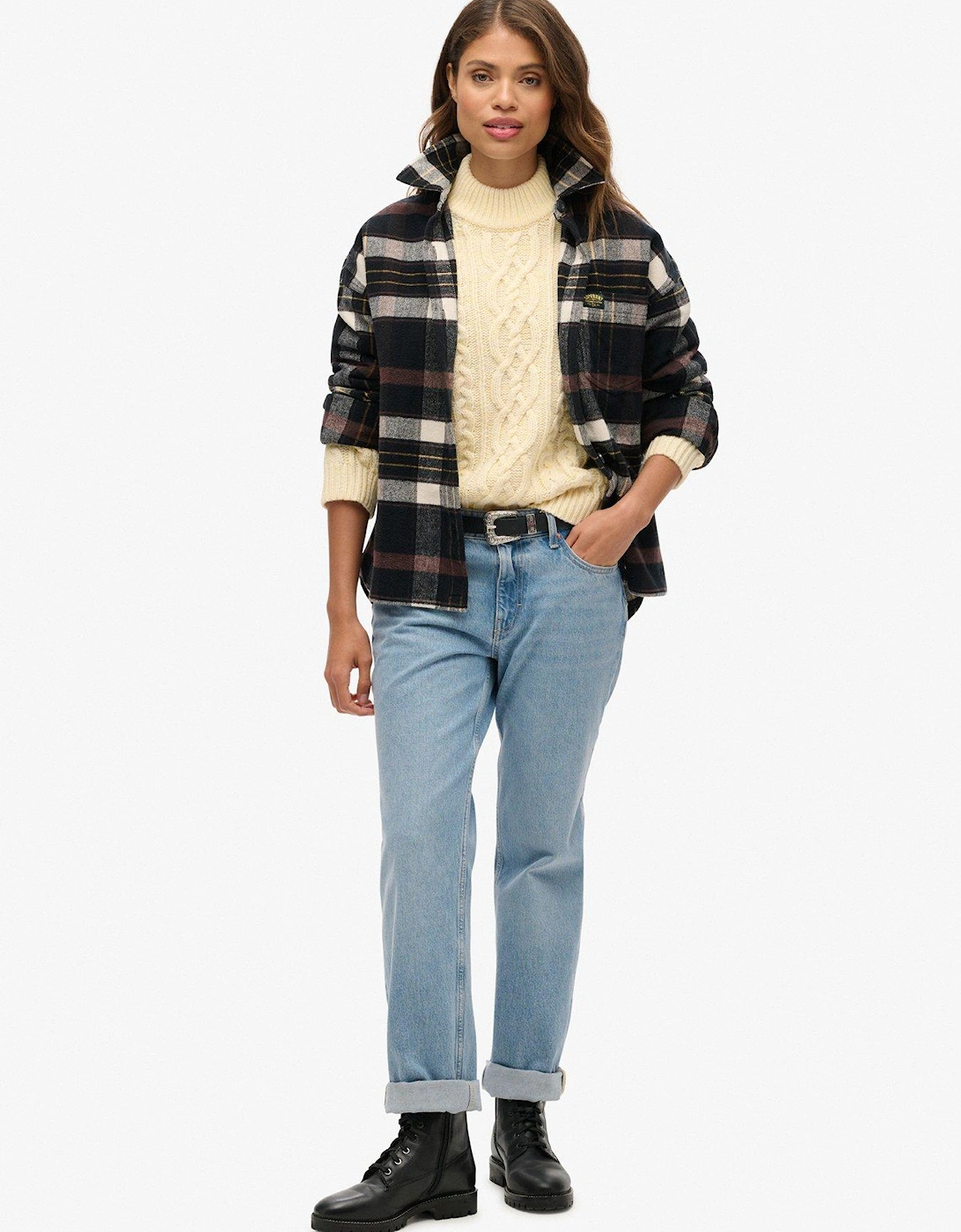 Cable Mock Neck Jumper - White