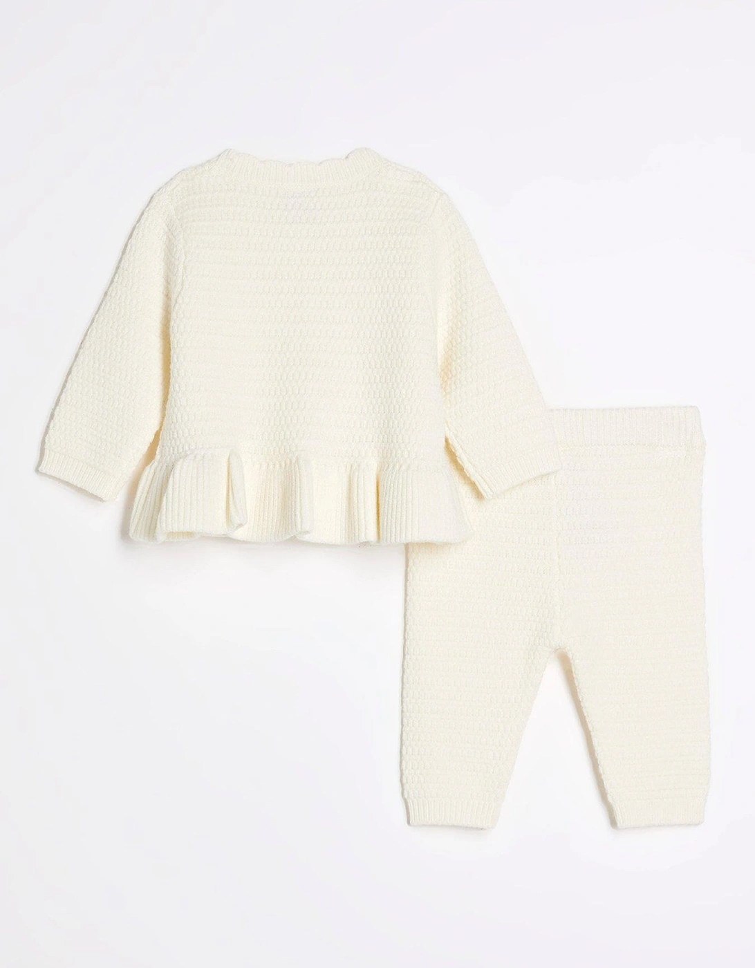 Baby Girls Peplum Cardigan Knit Set - Cream