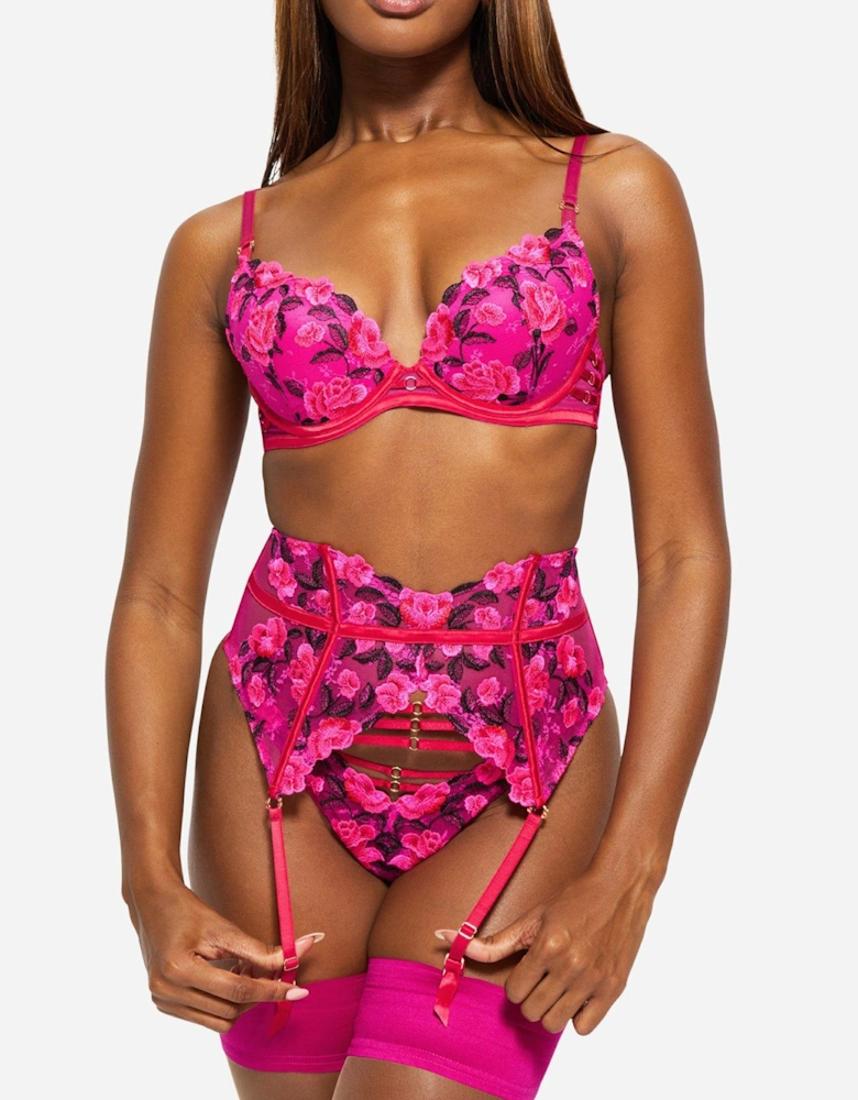 Everlasting Love Padded Plunge Bra - Bright Pink