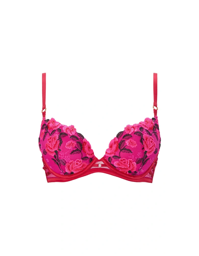 Everlasting Love Padded Plunge Bra - Bright Pink