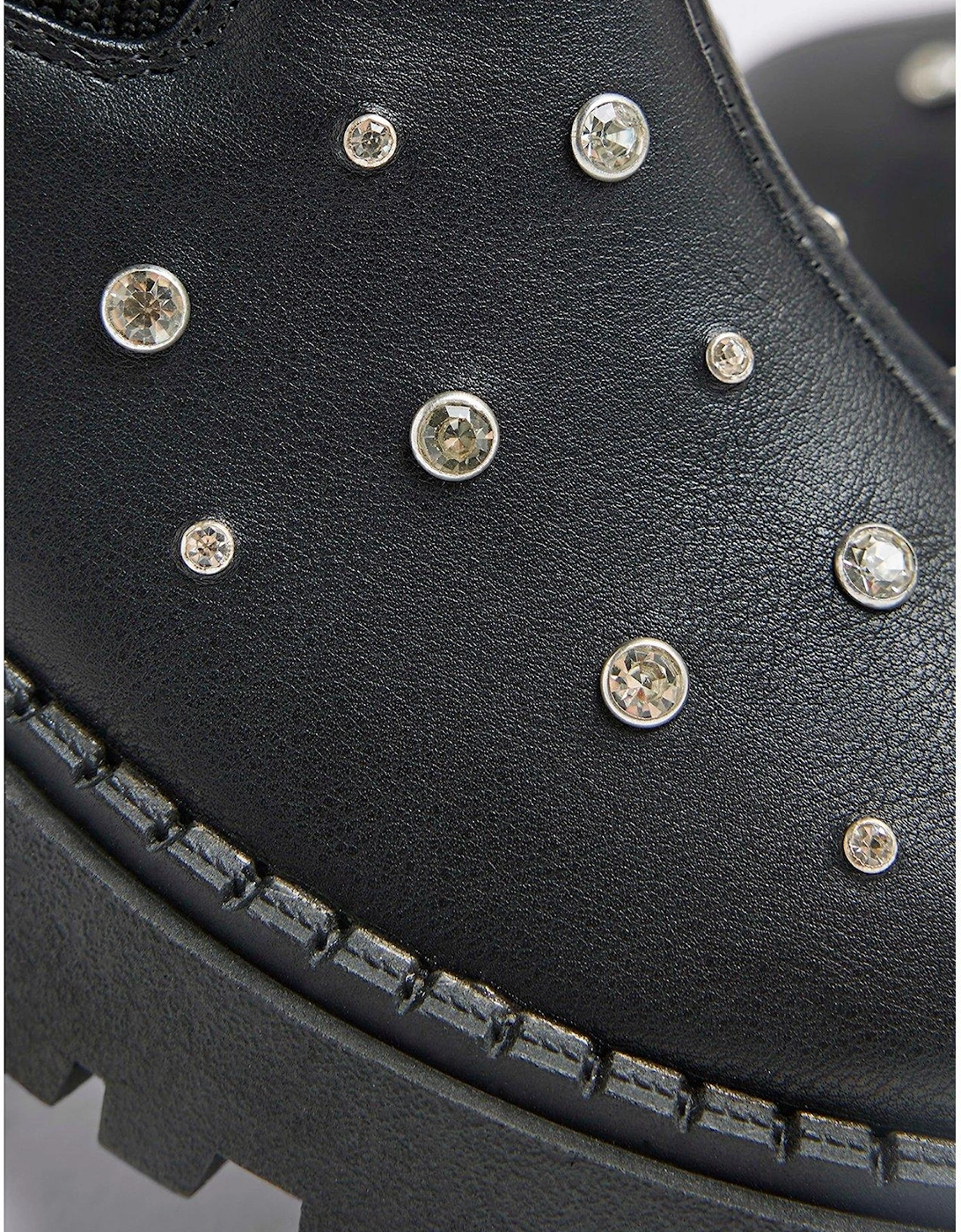 Older Girl Diamante Stud Chelsea Boots - Black