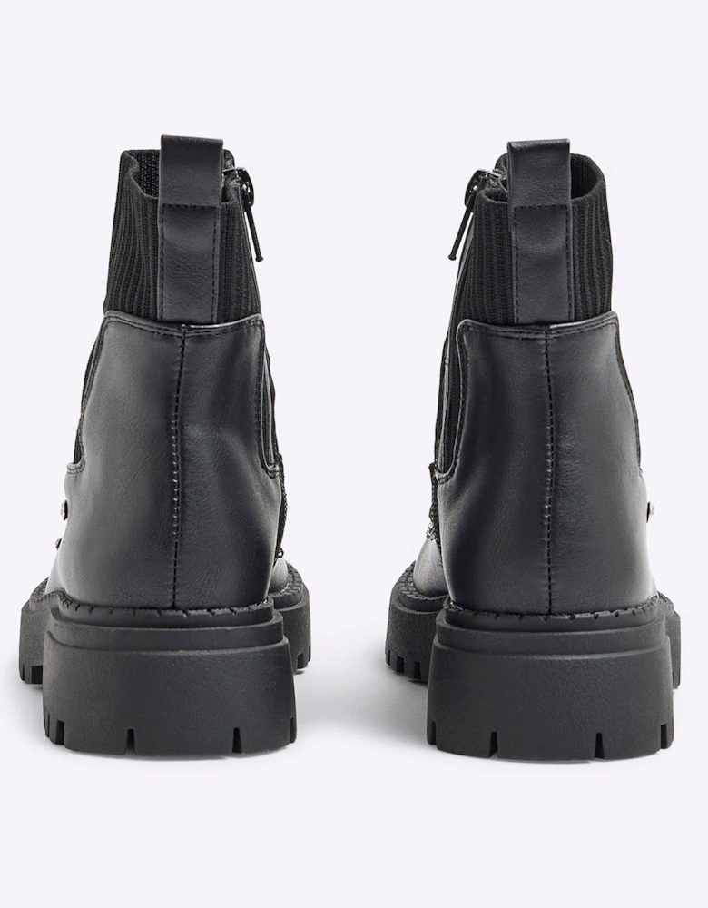 Older Girl Diamante Stud Chelsea Boots - Black