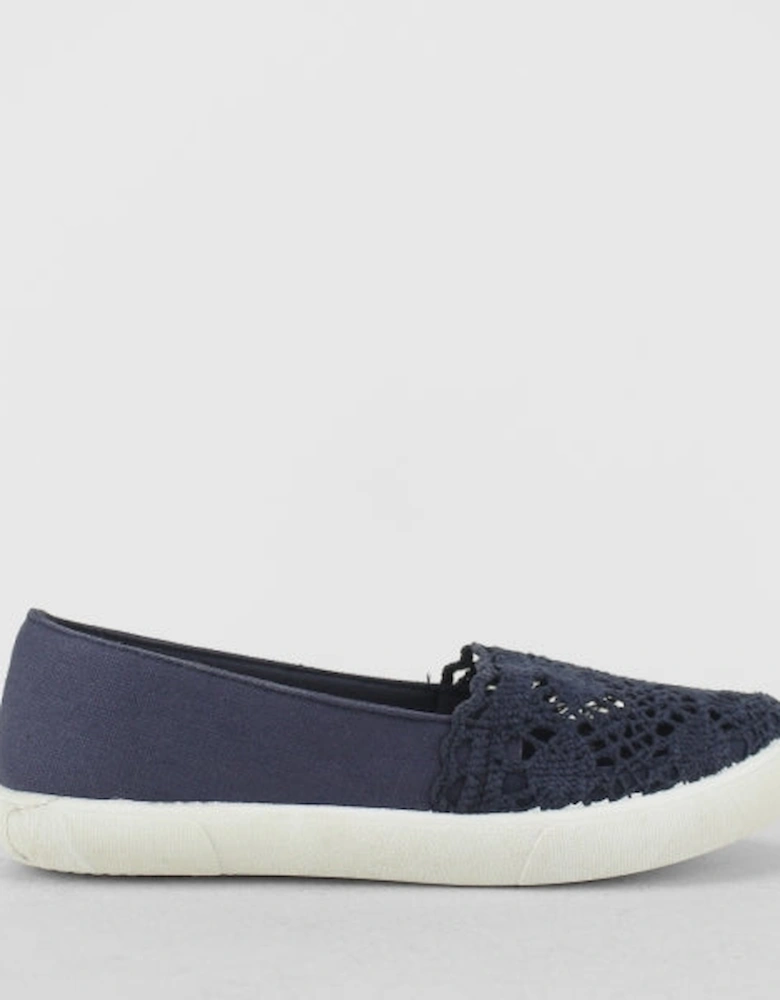 BONDI BEACH Womens Crocheted Slip On Pumps Navy