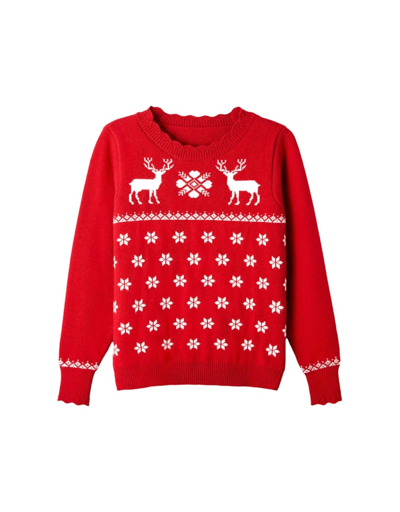 Retro Reindeer Jumper - Red