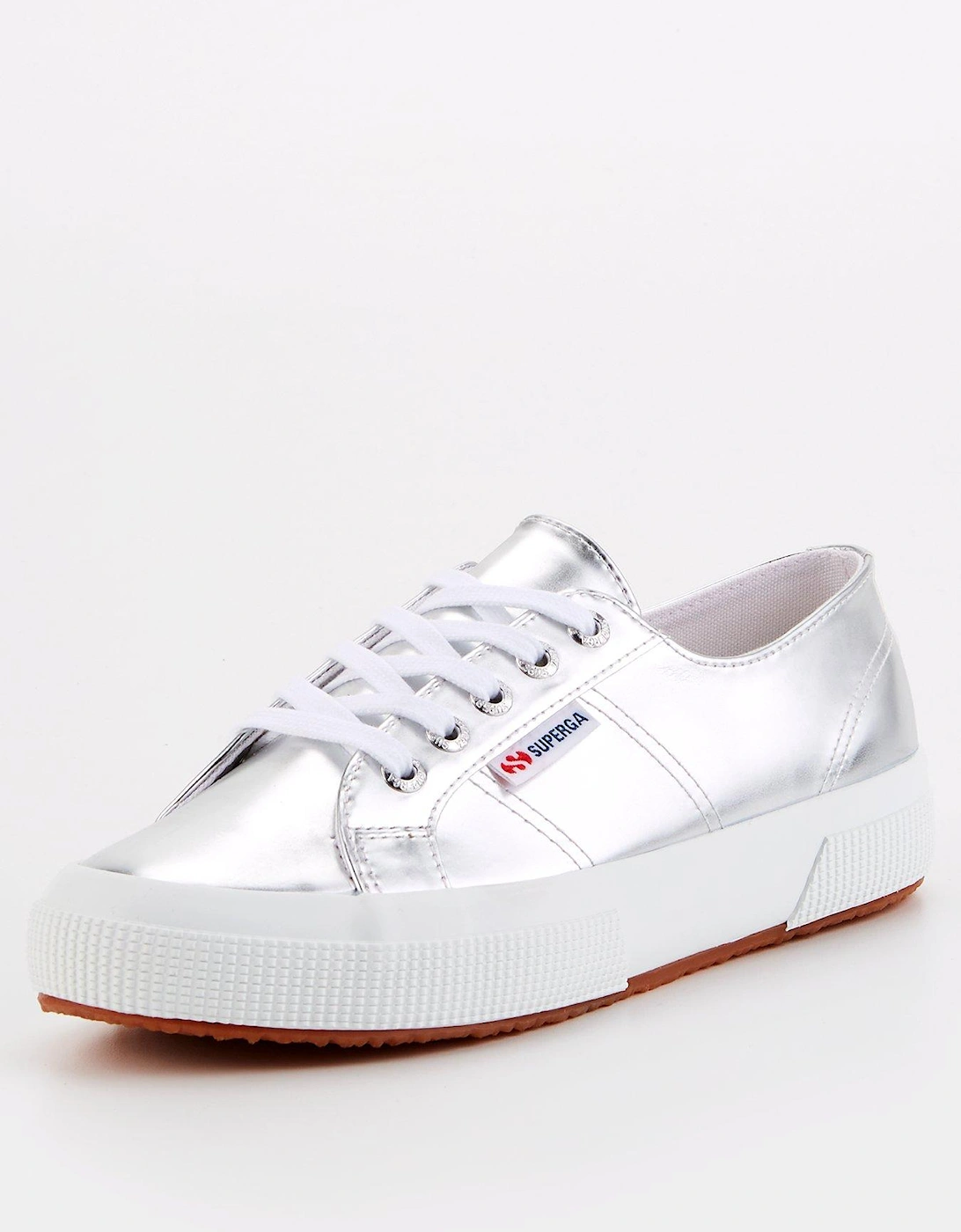 2750 Mirror Faux Leather Plimsolls - Silver