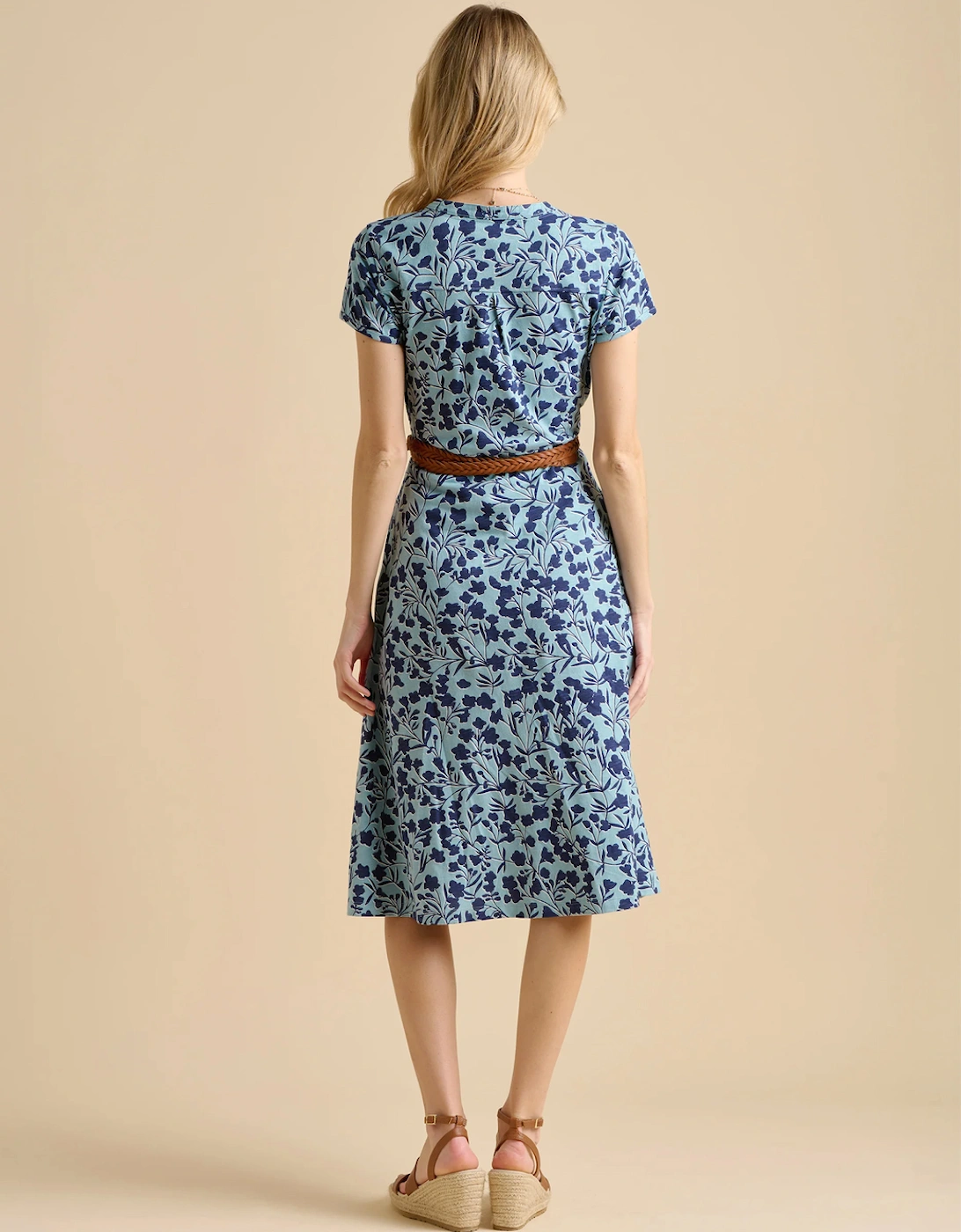 Women's Shadow Floral Midi Dress Blue