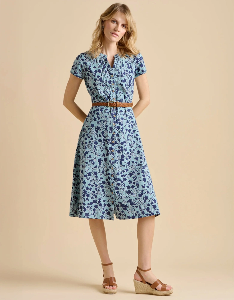 Women's Shadow Floral Midi Dress Blue