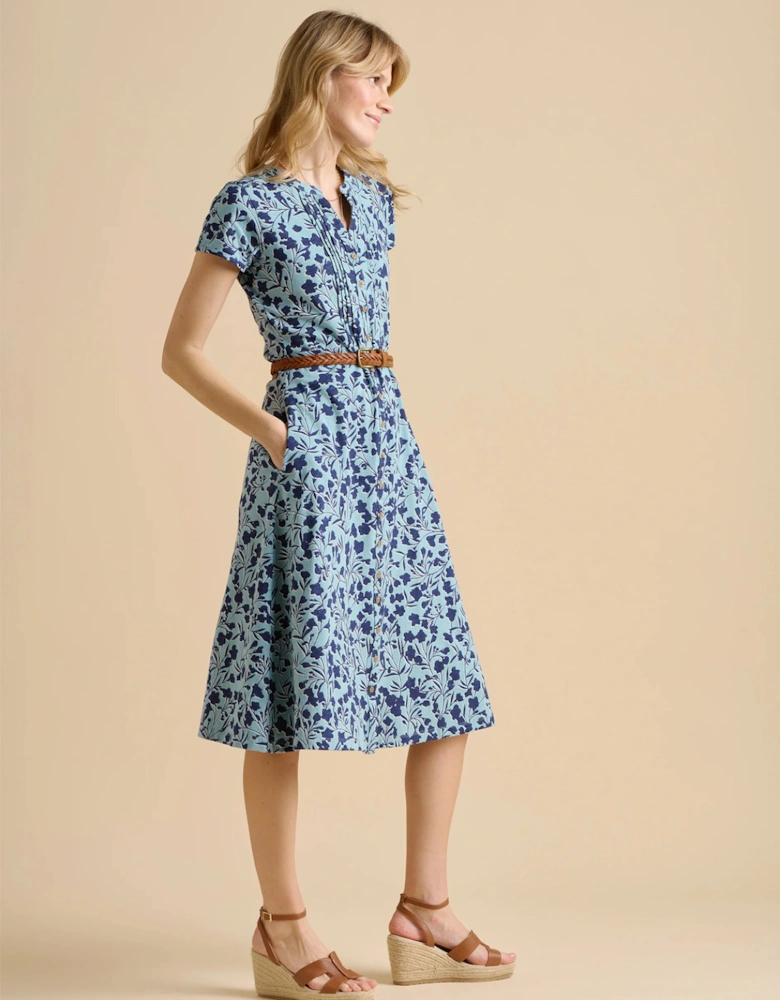 Women's Shadow Floral Midi Dress Blue