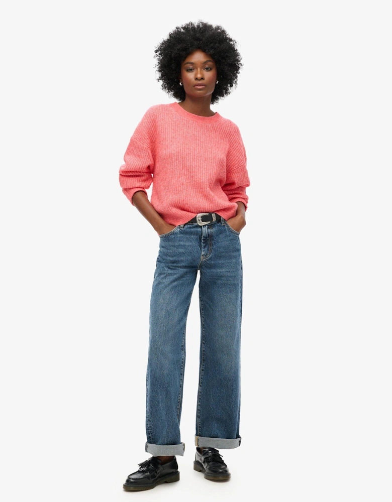 Brushed Crew Neck Jumper - Red