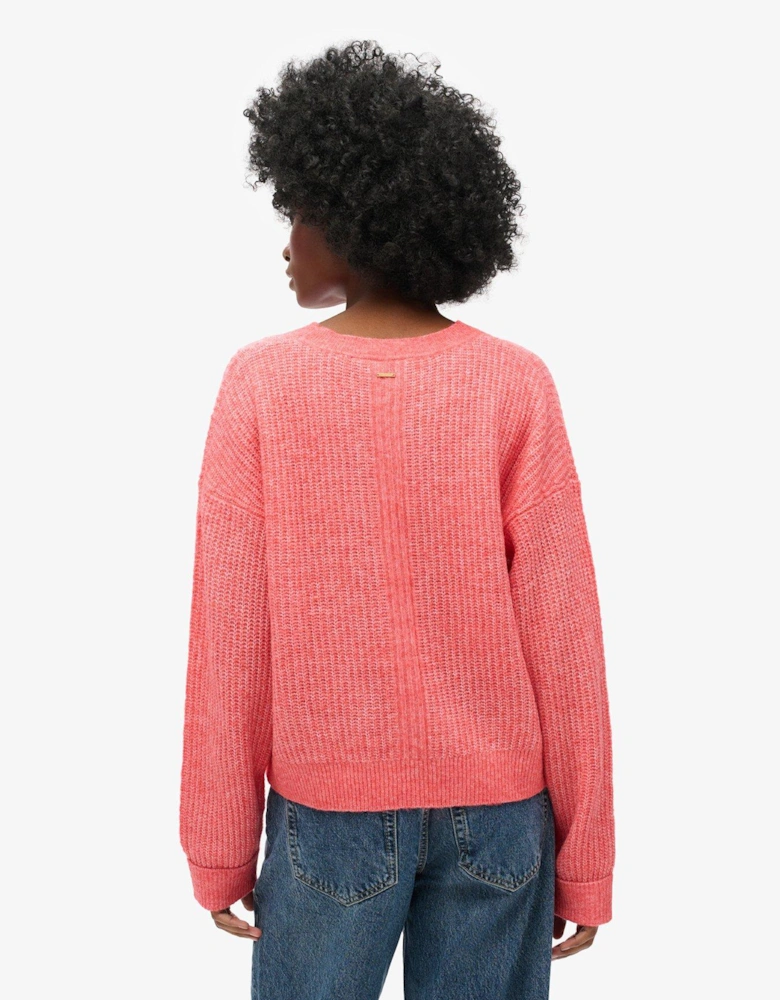 Brushed Crew Neck Jumper - Red