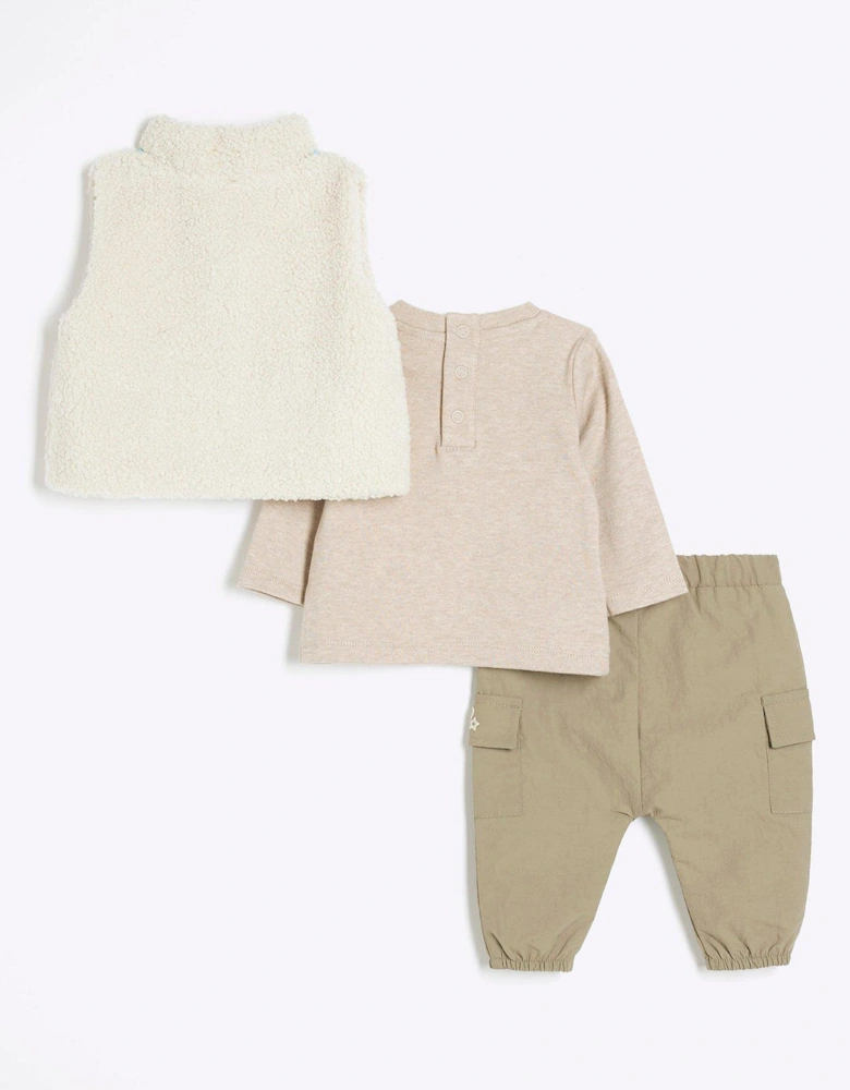 Baby Boy Borg Gilet Set - Beige