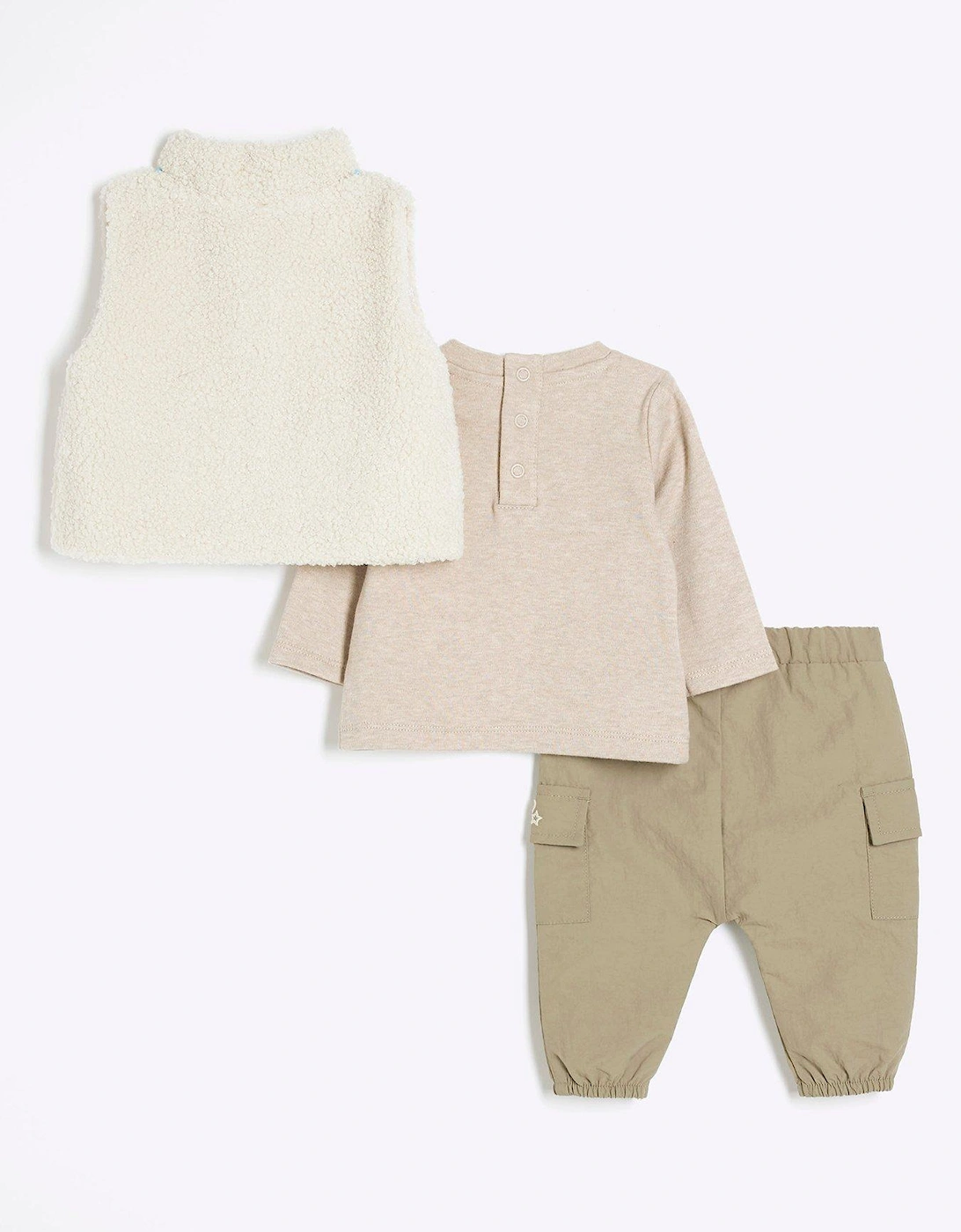 Baby Boy Borg Gilet Set - Beige