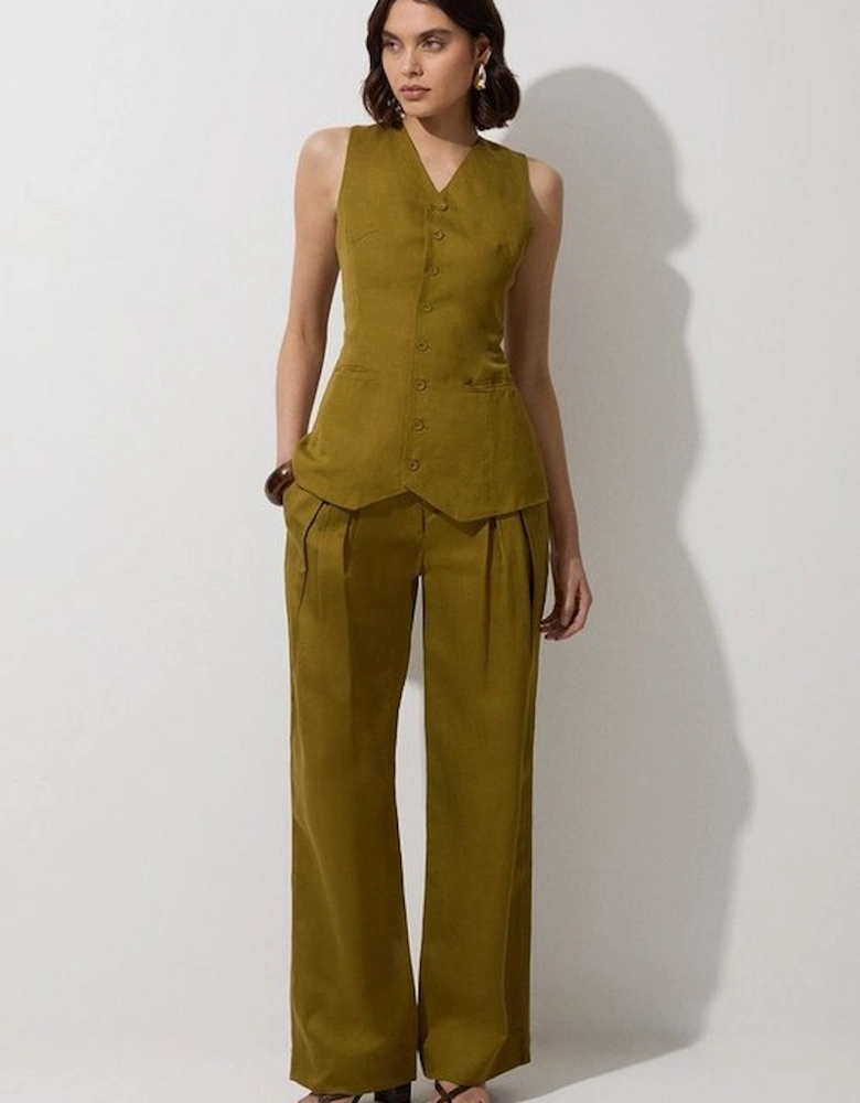 Viscose Linen Woven Longline Waistcoat