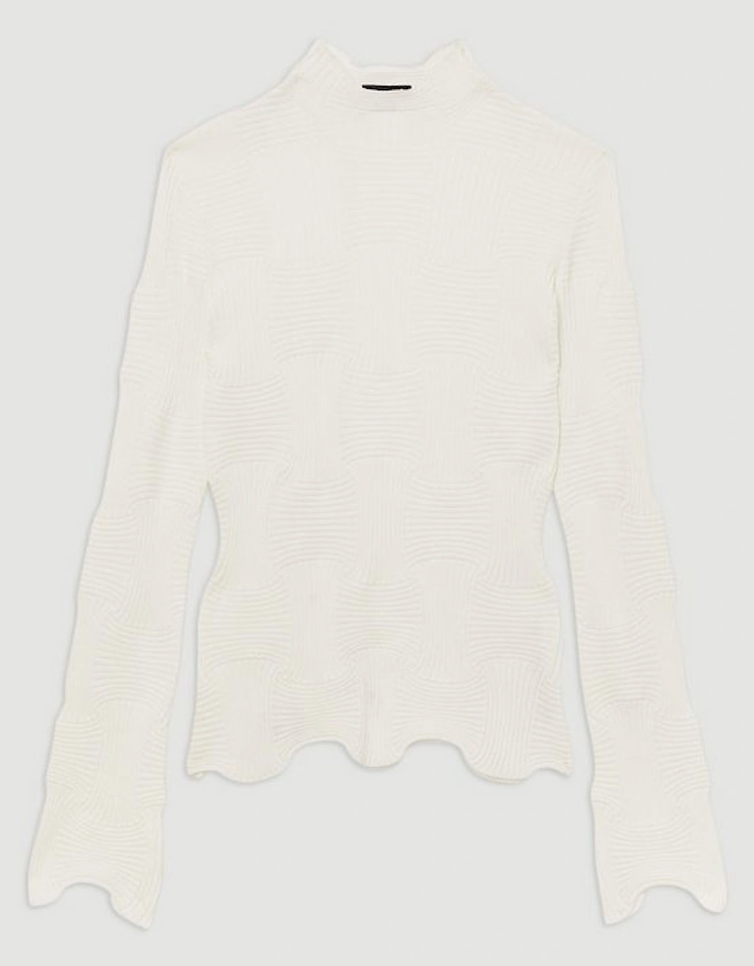 Stitch Detail Scallop Hem Knitted Top