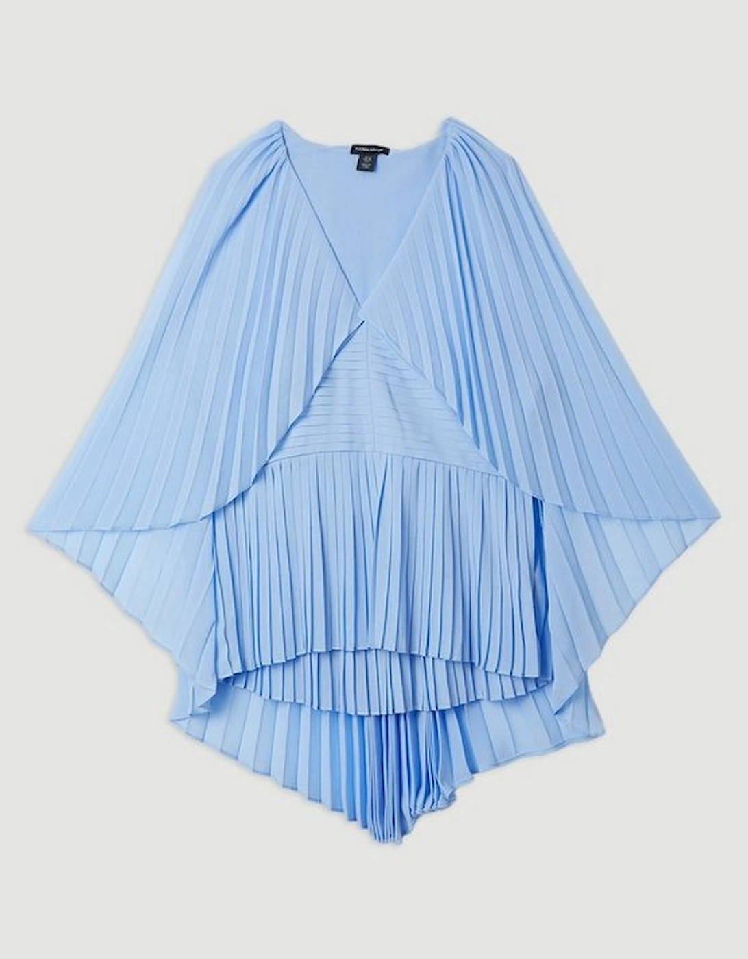 Pleated Cape Sleeve Plunge Neck Top