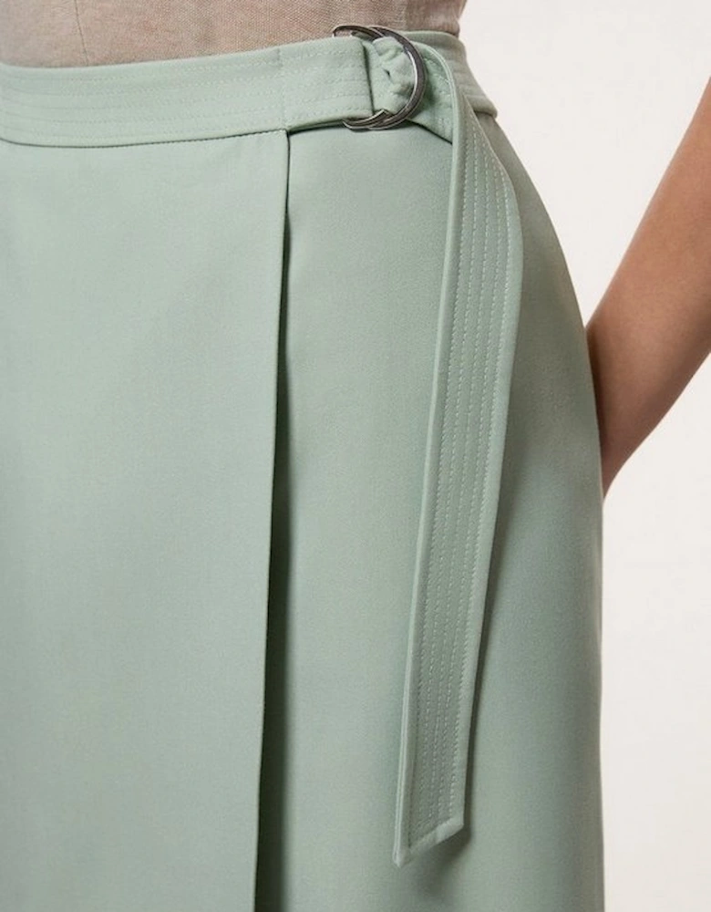 Soft Tailored Wrap A Line Midi Skirt