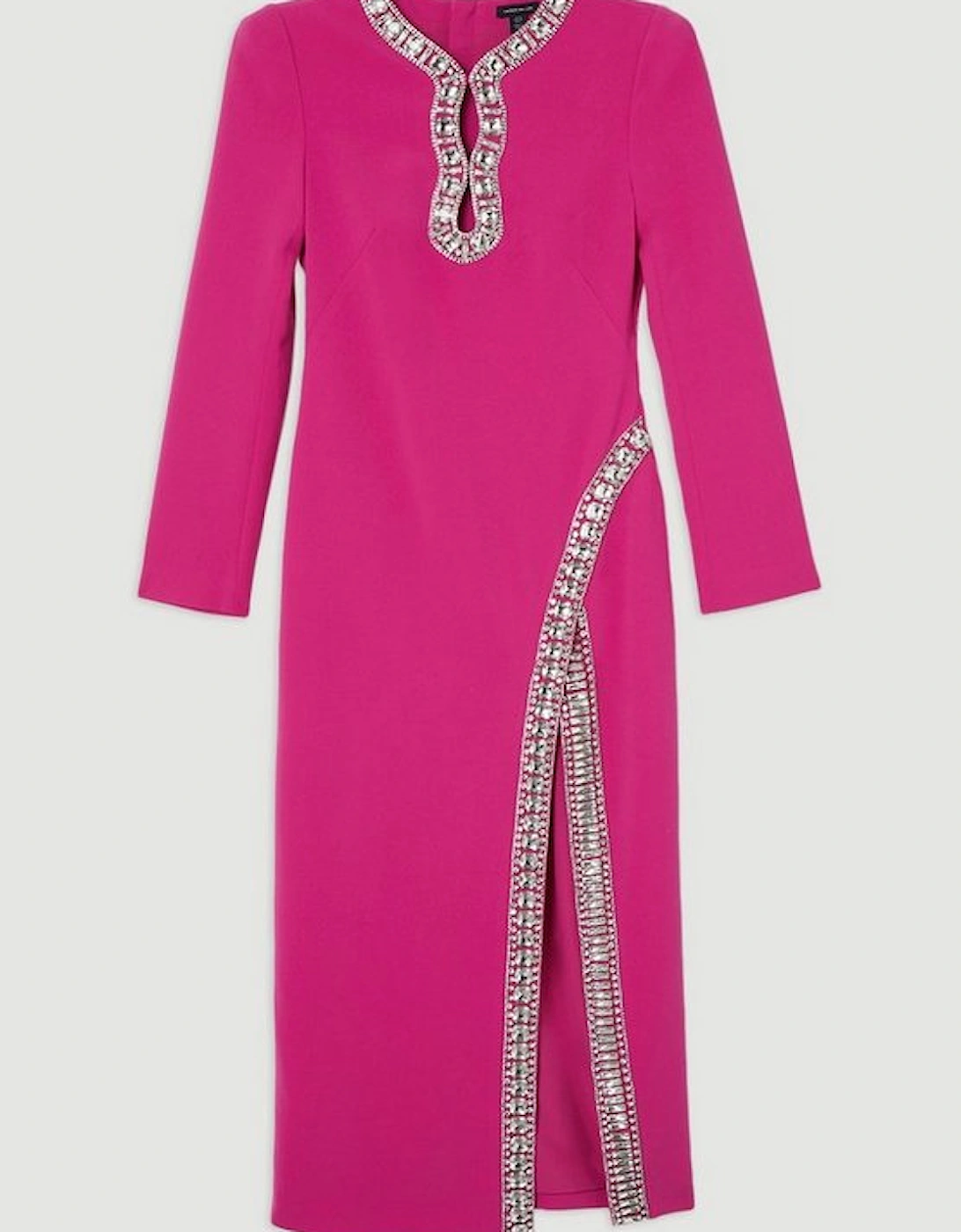 Cut Out Crystal Embellished Woven Maxi Dress