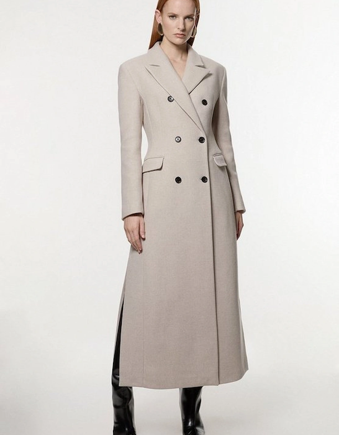 Petite Italian Wool Mix Maxi Double Breasted Tailored Coat