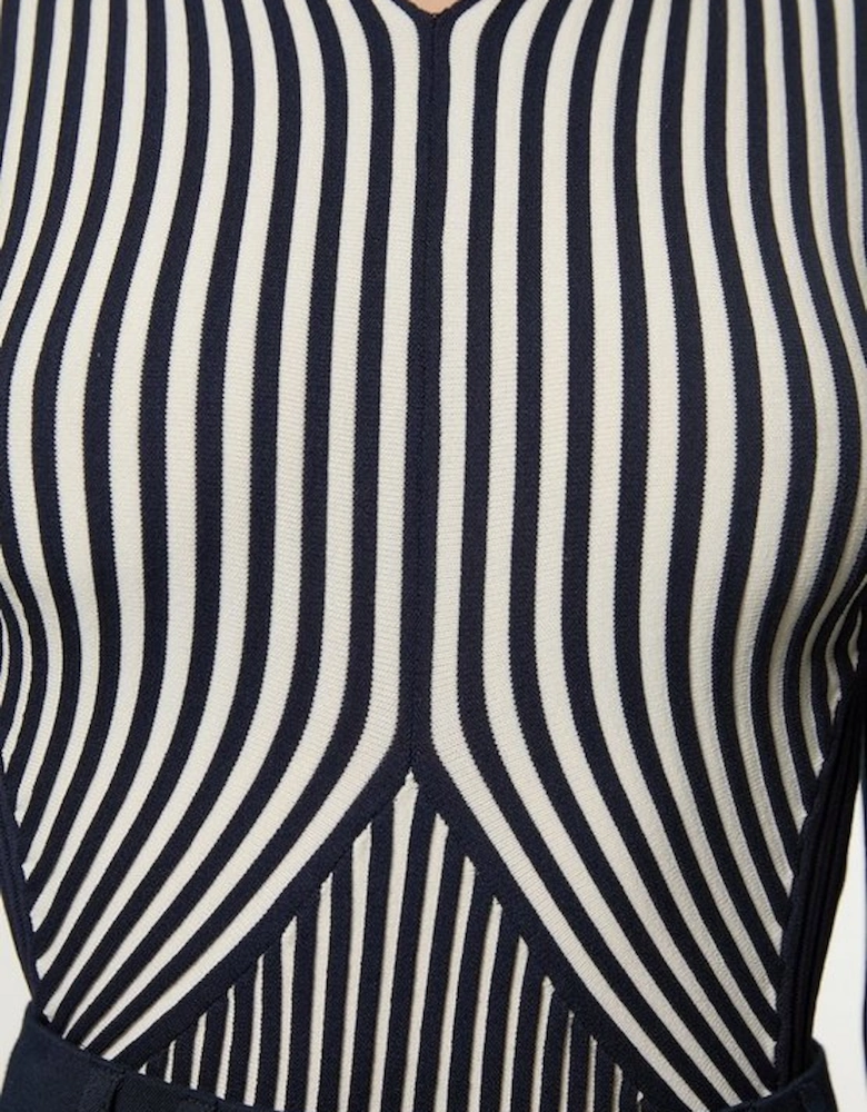 Stripe Fitted Long Sleeve Knitted Top