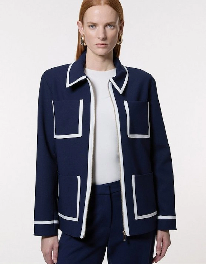 Compact Stretch Tipped Pocketed Tailored Jacket