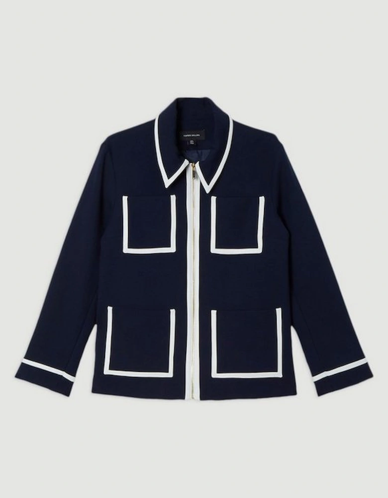 Compact Stretch Tipped Pocketed Tailored Jacket