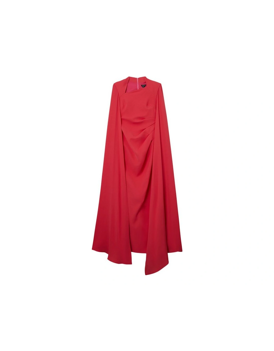 Soft Tailored Asymmetric Neck Cape Maxi Dress